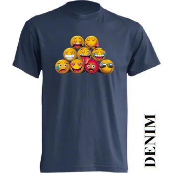 Pánské tričko panske-levne-bavlnene-tricko-digi-potisk-smajlici Barva: Denim - riflovina, velikost: XL