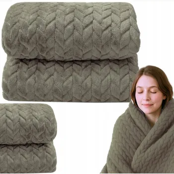 Přehoz na lůžko Přehoz / Deka na postel s prolisovaným vzorem rybí kosti 70x160 cm béžová