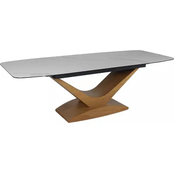 Jídelní stůl Jídelní rozkládací stůl Dolce 180/240 cm keramika bílý mramor/dub přírodní