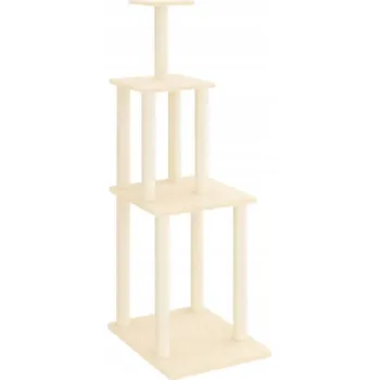 Víceúrovňový škrabací strom pro kočky, krémový, 60 x 48 x 149 cm