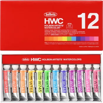 Vodová barva Akvarelové barvy Holbein 5 ml - Luminous, sada 12 ks