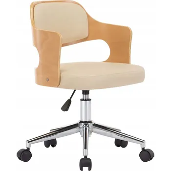 Jídelní židle Jídelní židle krémová z ekokůže, rozměry 47,5 x 53 x (68-76) cm