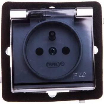 Elektrická zásuvka SONATA Hermetická zásuvka s uzemněním IP44 stříbrná GPH-1RZP/m/38/d OSPEL