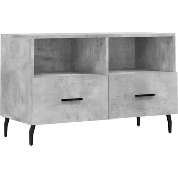 Televizní stolek TV stolek šedo-betonový, 80 x 36 x 50 cm, se 2 zásuvkami a přihrádkou