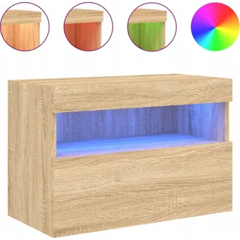 Televizní stolek Závěsná skříňka pod TV, dub sonoma, s RGB LED osvětlením, 60 x 30 x 40 cm