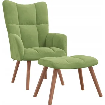 Křeslo Světle zelené sametové křeslo s podnožkou 61,5 x 69 x 95,5 cm