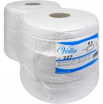 Toaletní papír jumbo velká role VELLA balení 6 rolí 180 m