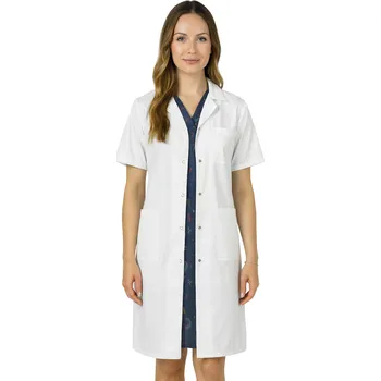Zdravotnický oděv Dámský lékařský bílý lékařský plášť s krátkým rukávem (38)