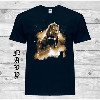 Pánské tričko panske-levne-bavlnene-tricko-digi-potisk-zodiac-znameni-lva Barva: Navy - tmavě modrá, velikost: XXL