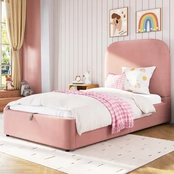 Postel Čalouněná jednolůžková postel Gutent 90x200 růžová