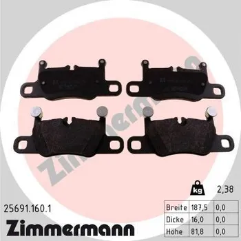 Brzdová destička Sada brzdových destiček, kotoučová brzda ZIMMERMANN 25691.160.1