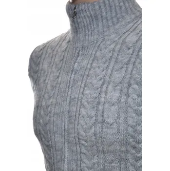 Pánský svetr Hřejivý pánský vlněný svetr na zip, shetlandská vlna, velikost M, šedý