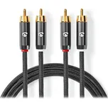 NEDIS PROFIGOLD stereo audio kabel/ 2x RCA zástrčka - 2x RCA zástrčka/ bvlna/ šedý/ BOX/ 2m