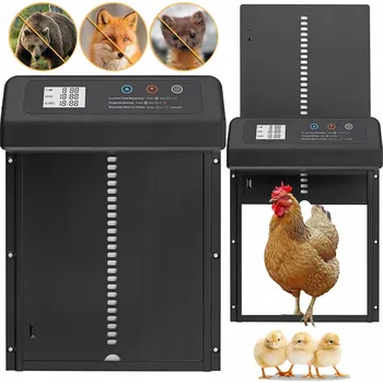 HLINÍKOVÉ AUTOMATICKÁ DVÍŘKA DO KURNÍKU ČASOVÉ OTEVÍRÁNÍ VODĚODOLNÉ LCD