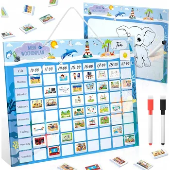 Kancelářský nábytek Magnetická tabule pro děti - Týdenní plánovač s 216 magnety