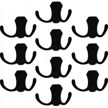 Věšák Šatní ramínko kovový Furniled černý, dvouháčkový, 10 ks