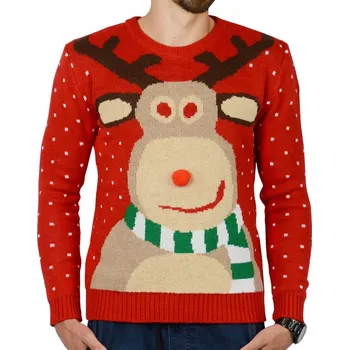 Vánoční dekorace VÁNOČNÍ SOB S SOBYM DÁREK PRO NĚJ TEPLÝ S HVĚZDOU - ČERVENÉ S