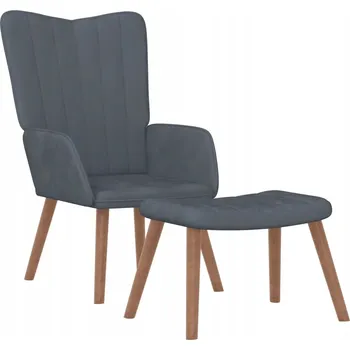 Křeslo Relaxační křeslo s podnožkou, tmavě šedé, 61,5 x 69 x 95,5 cm