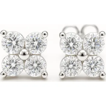 Náušnice Stříbrné náušnice s motivem kytičky s moissanitem Duffy