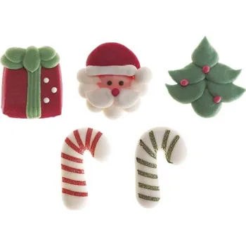 Jedlá dekorace na dort Cukrové zbobení vánoční sanata, 12 ks - Dekora