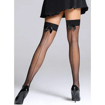 Dámské punčochy TopMode Síťované samodržící punčochy s mašlí 20 DEN 671968