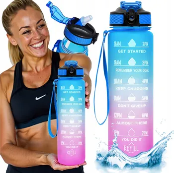 Láhev LÁHEV NA VODU MOTIVAČNÍ SPORTOVNÍ LAHEV NA PITÍ S ODMĚRKOU FITNESS 1000 ML