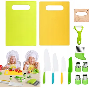 BEZPEČNÁ SADA KUCHYŇSKÝCH NOŽŮ A PŘÍSLUŠENSTVÍ PRO DĚTI MONTESSORI 17 DÍLŮ