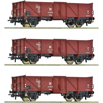 Vláček a vláčkodráha Roco Sada 3 ks otevřených nákladních vozů DR - 6600115