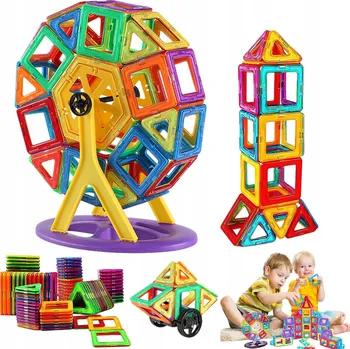 ostatní stavebnice BAREVNÉ Magnetické Stavebnice STAVEBNICE 3D XXL MAGNETIC TILES 180 Dílků