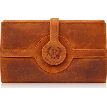 Peněženka Dámská kožená peněženka velká oranžová vintage prostorná Paolo Peruzzi