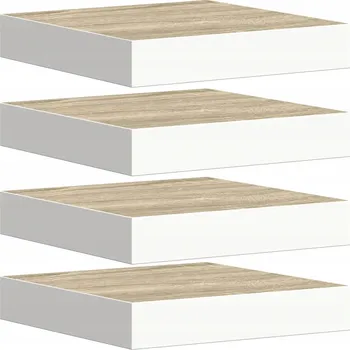 police Nástěnné police dubové a bílé 23 x 23,5 x 3,8 cm, MDF, kov