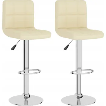 Barová židle Barové židle krémové, 2 ks, V: 90-111 cm, otočné, s podnožkou, ocel