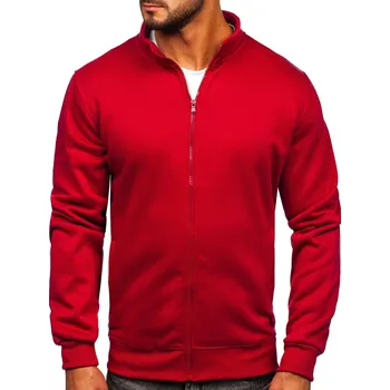 Pánské oblečení Vínová pánská mikina na zip se stojáčkovým límcem Bolf B2002 - XL