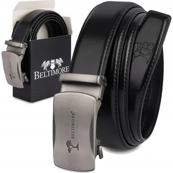 Opasek Pásek pánský kožený ke kalhotám se stříbrnou automatickou sponou, černý