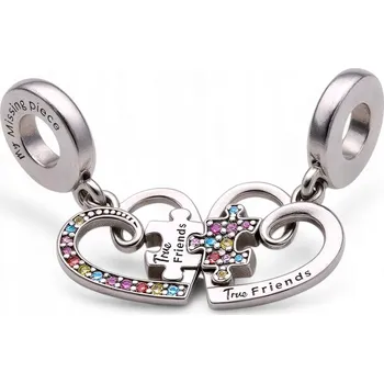 Přívěsek Přívěsek Charm Skládačka pro Dva Přátelé stříbro 925