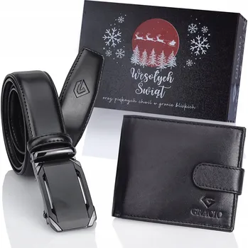 Peněženka Vánoční Dárek pro muže: kožená peněženka + pásek s automatickou sponou GRACIO