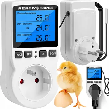 Termostat ELEKTRONICKÝ TERMOSTAT REGULÁTOR TEPLOTY DO ZÁSUVKY 230V max. 3680W