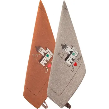 Utěrka giftycity Utěrka - PRAHA - orloj hnědý/béžový - 2ks velikost:: 50x70 cm - 2ks