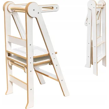 učicí věž KIDSWOOD Dřevěná skládací učící věž KIDSWOOD Fold Step Montessori bílá