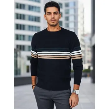 Pánský svetr Pánský svetr s pruhy, tmavě modrý