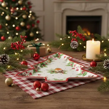 Vánoční porcelánový talíř na dort EASY LIFE READY FOR CHRISTMAS 20,5 x 25,5 cm