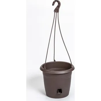 Květináč Plastia Samozavlažovací květináč s plastovým závěsem Siesta ø 30 čokoláda