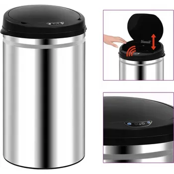 Odpadkový koš Automatický odpadkový koš 40 L z nerezové oceli, stříbrný, 30,5 x 67 cm