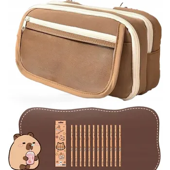 Penál Školní penál 9-patrový barvy Maillard, 1 kus + 12 tužek