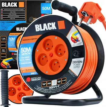 Napájecí kabel PRODLUŽOVACÍ KABEL BUBN O ZAHRADNÍ POLSKÉ VÝROBY 50M 3x1,5 H05VV-F NAVIJÁK BLACK
