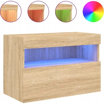Televizní stolek Závěsná skříňka pod TV, dub sonoma, 60 x 30 x 40 cm s RGB LED osvětlením