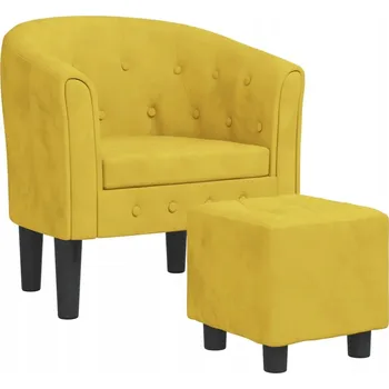 Křeslo Klubové křeslo se stupačkou žluté, rozměry 70 x 56 x 68 cm, samet