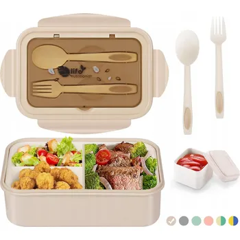 Svačinový box OBĚDOVÝ BOX S PŘIHRÁDKAMI, KRABIČKA NA JÍDLO, SNÍDAŇOVÝ BOX DO ŠKOLY 1400ML