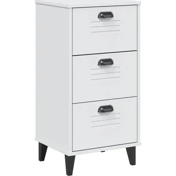 Noční stolek Bílá noční stolek VIKEN z masivního borovicového dřeva, 40 x 35 x 80 cm