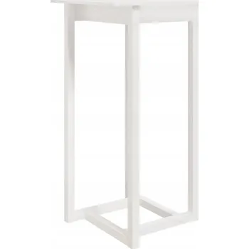 Jídelní stůl Barový stolek z masivního borovicového dřeva, bílý, 60 x 60 x 110 cm